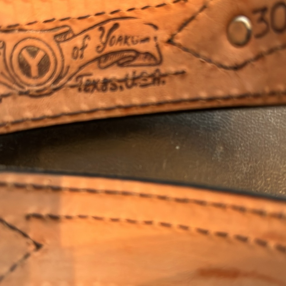 Aztec Handcrafted Leather Belt in Tan with Black Edging - Picture 6 of 14